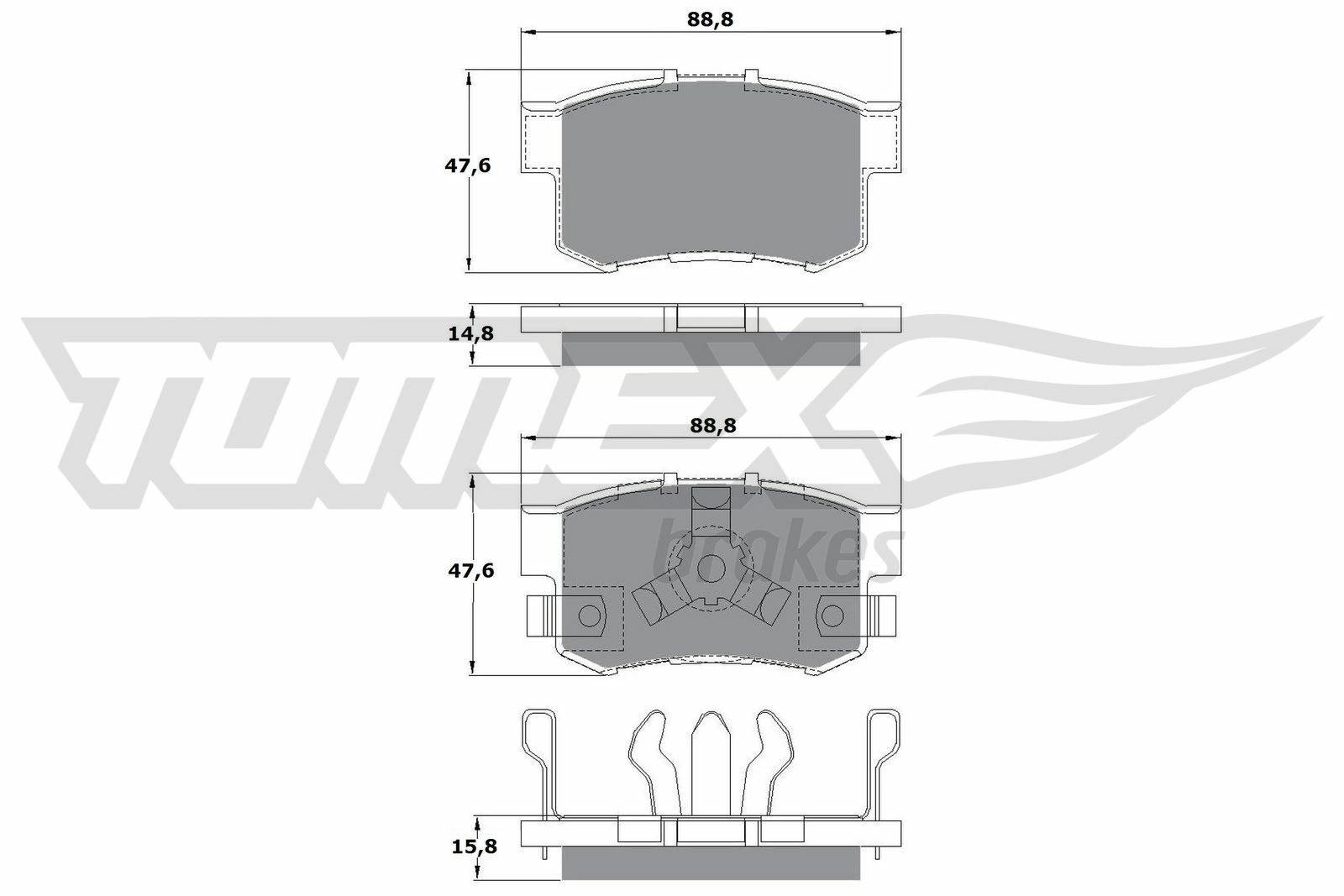 Sada brzdových destiček, kotoučová brzda TOMEX Brakes